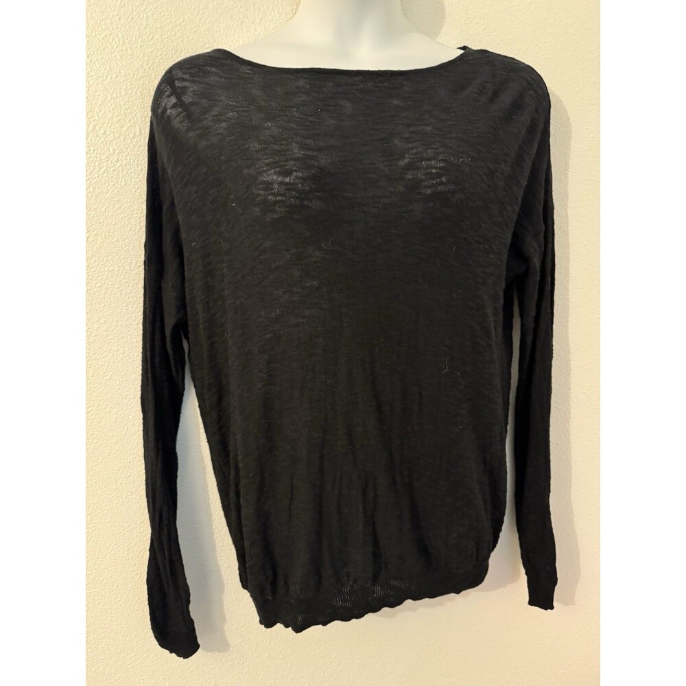RDI Sweater black Slub Knit Long Sleeve Women Tight Sleeve Wide Body Fit L